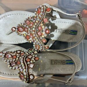Embellished Sandals with Pink Accents